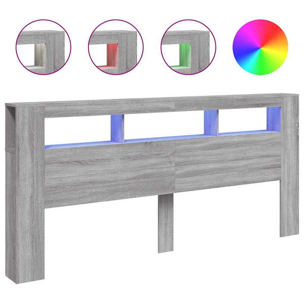 LED Kopfteil Grau Sonoma 220 cm