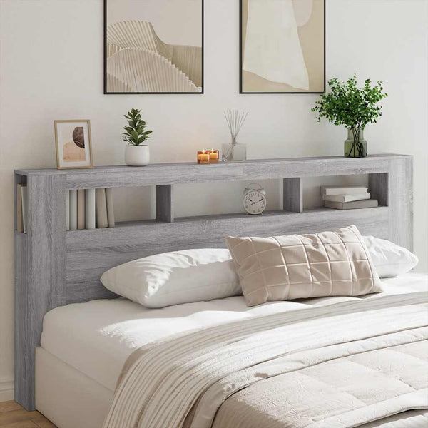 LED Kopfteil Grau Sonoma 220 cm