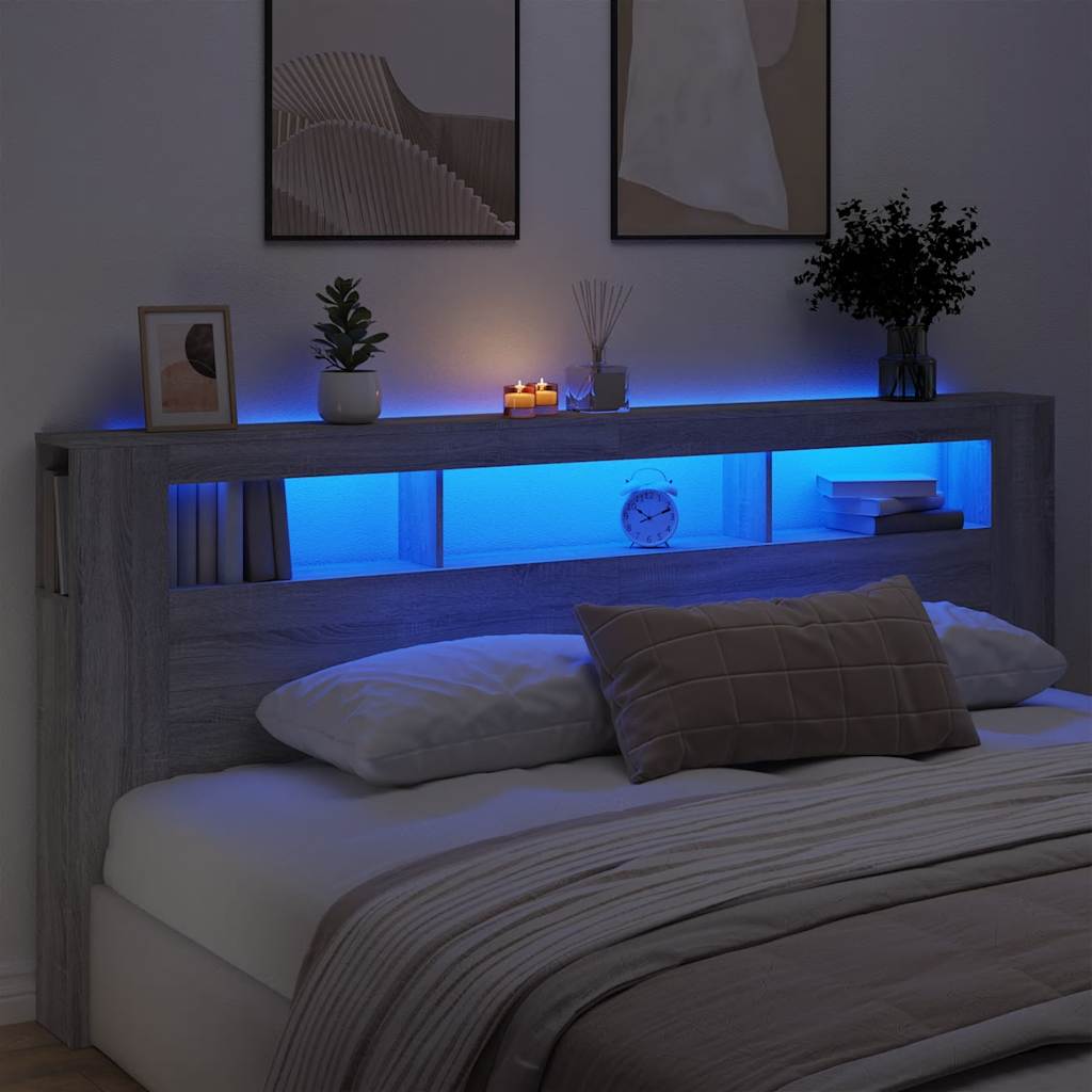 LED Kopfteil Grau Sonoma 220 cm