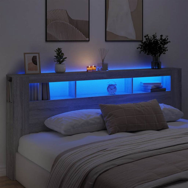 LED Kopfteil Grau Sonoma 220 cm