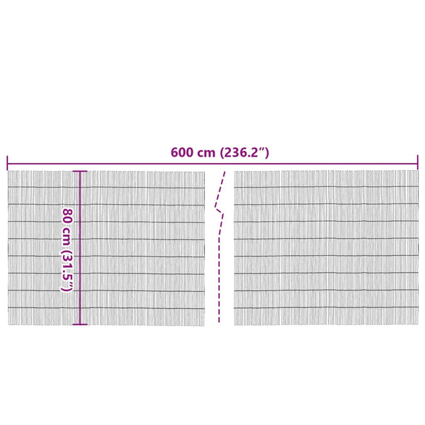 vidaXL Clôture de jardin 600x80 cm Roseau