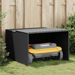 Mähroboter Garage Poly Rattan Schwarz