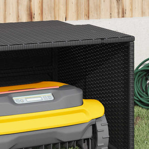 Mähroboter Garage Poly Rattan Schwarz