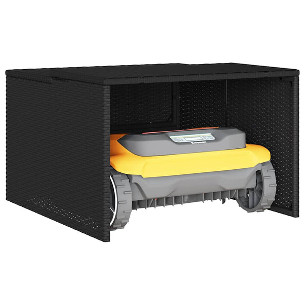 Mähroboter Garage Poly Rattan Schwarz