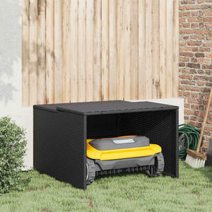 Mähroboter Garage Poly Rattan Schwarz