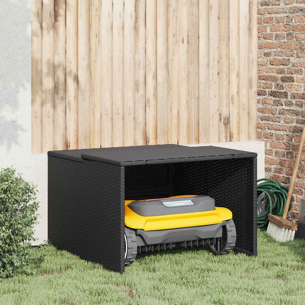 Mähroboter Garage Poly Rattan Schwarz