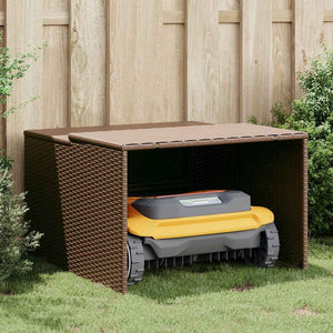 Mähroboter Garage Braun Poly Rattan