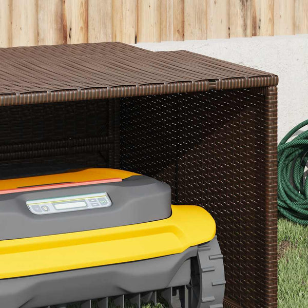 Mähroboter Garage Braun Poly Rattan