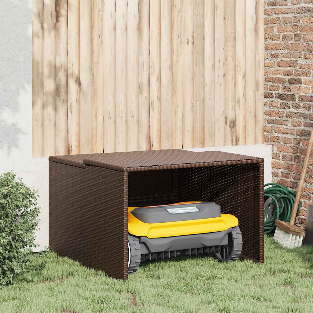 Mähroboter Garage Braun Poly Rattan