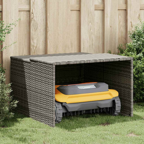 Mähroboter Garage Poly Rattan Grau