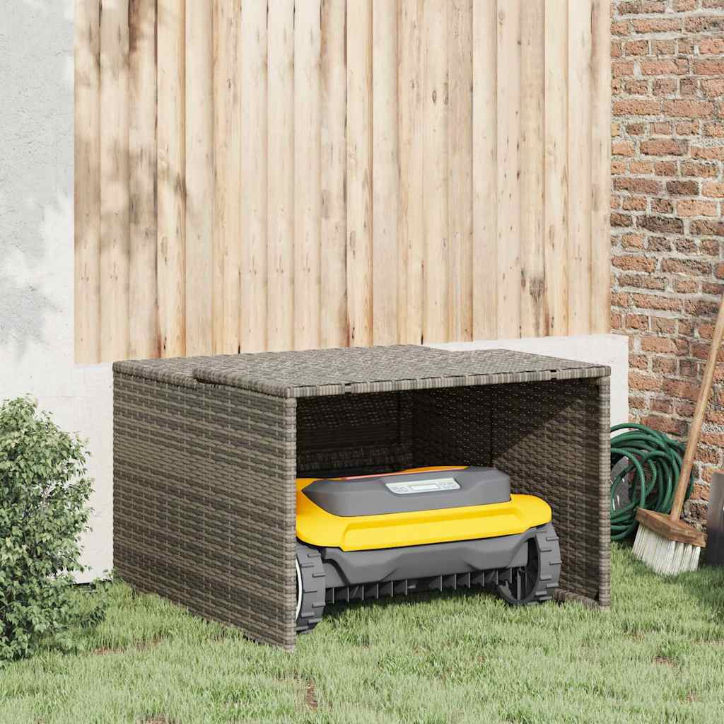 Mähroboter Garage Poly Rattan Grau