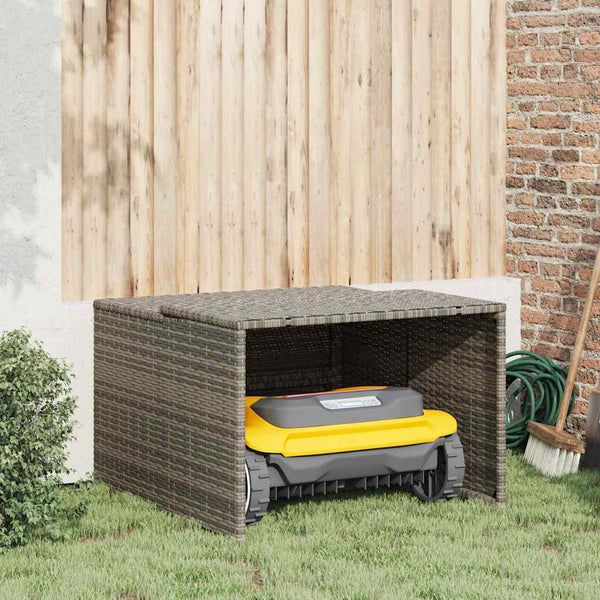 Mähroboter Garage Poly Rattan Grau