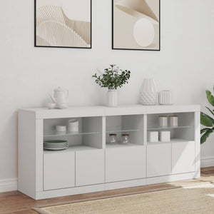 Sideboard mit LED-Leuchten, Weiß, 162 cm