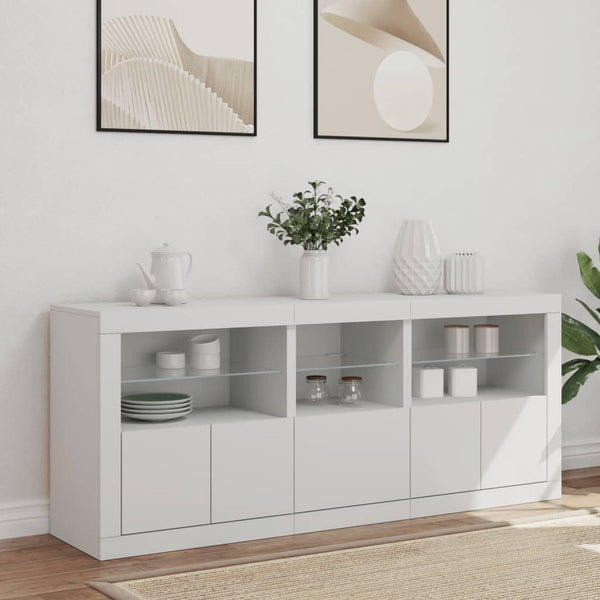 Sideboard mit LED-Leuchten, Weiß, 162 cm