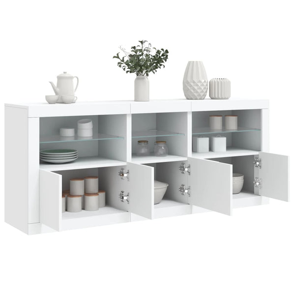 Sideboard mit LED-Leuchten, Weiß, 162 cm
