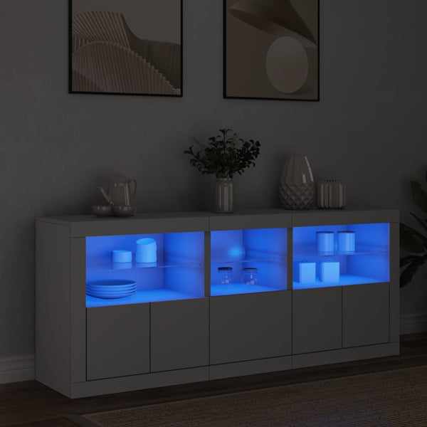Sideboard mit LED-Leuchten, Weiß, 162 cm