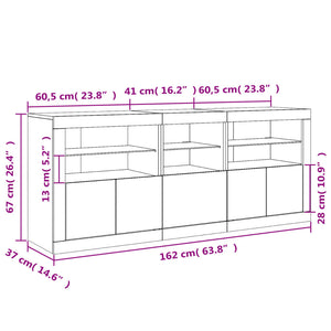 vidaXL Sideboard with LED Lights Sonoma Oak 162x37x67 cm