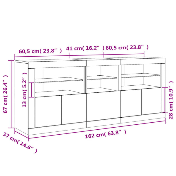 vidaXL Sideboard with LED Lights Sonoma Oak 162x37x67 cm