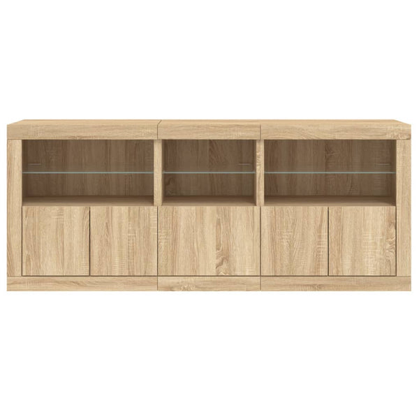 vidaXL Sideboard with LED Lights Sonoma Oak 162x37x67 cm