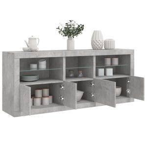 Sideboard mit LED Betongrau 162 cm