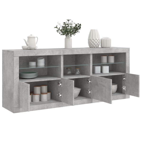 Sideboard mit LED Betongrau 162 cm