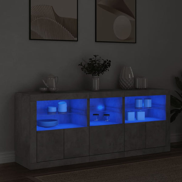 Sideboard mit LED Betongrau 162 cm