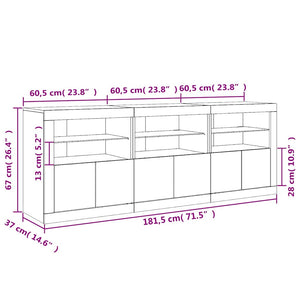 Sideboard mit LED Betongrau 181,5 cm