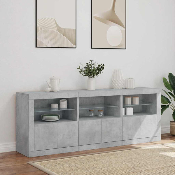 Sideboard mit LED Betongrau 181,5 cm