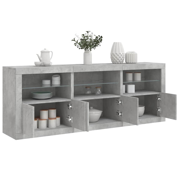 Sideboard mit LED Betongrau 181,5 cm