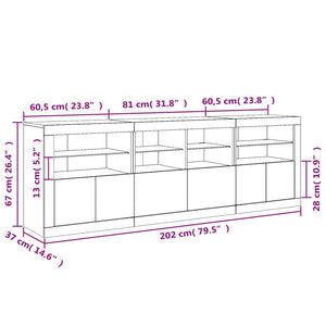 Sideboard mit LED Weiß 202 cm