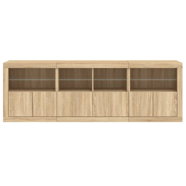 vidaXL Sideboard with LED Lights Sonoma Oak 202x37x67 cm