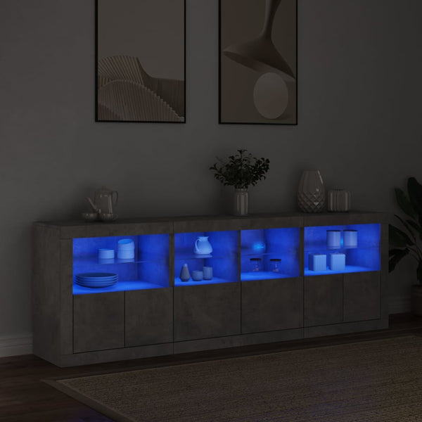 Sideboard mit LED Betongrau 202 cm