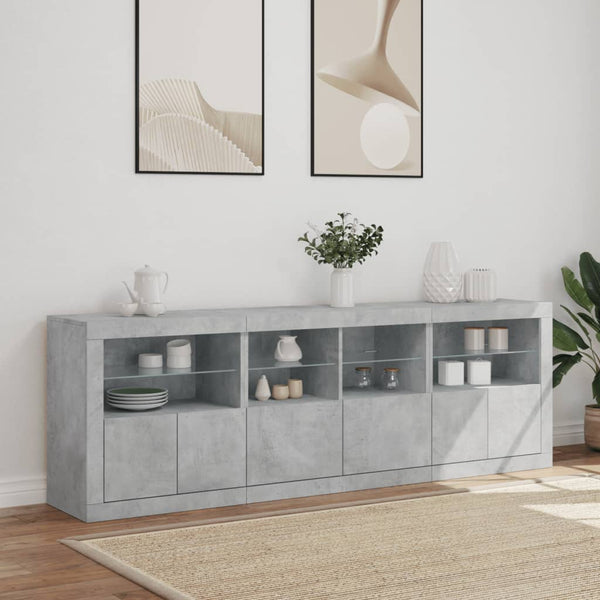 Sideboard mit LED Betongrau 202 cm