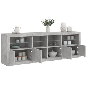 Sideboard mit LED Betongrau 202 cm