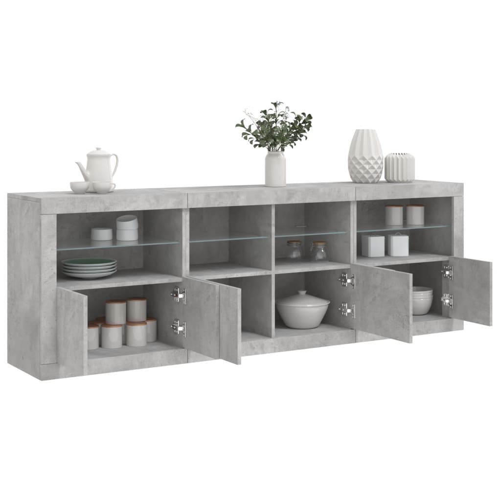 Sideboard mit LED Betongrau 202 cm
