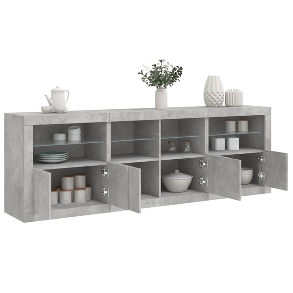 Sideboard mit LED Betongrau 202 cm