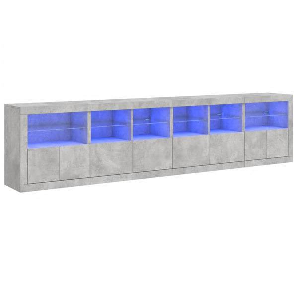 Sideboard mit LED Betongrau 283 cm