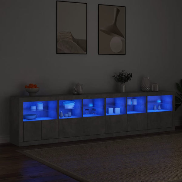 Sideboard mit LED Betongrau 283 cm