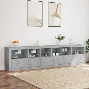 Sideboard mit LED Betongrau 283 cm