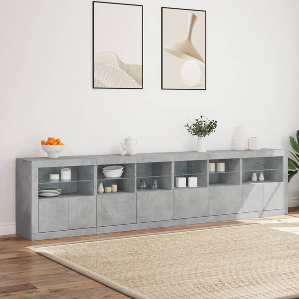 Sideboard mit LED Betongrau 283 cm