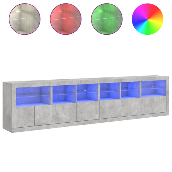 Sideboard mit LED Betongrau 283 cm