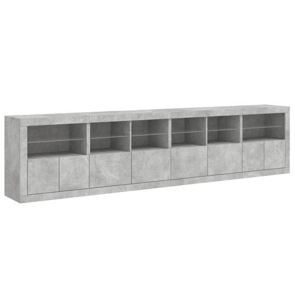 Sideboard mit LED Betongrau 283 cm
