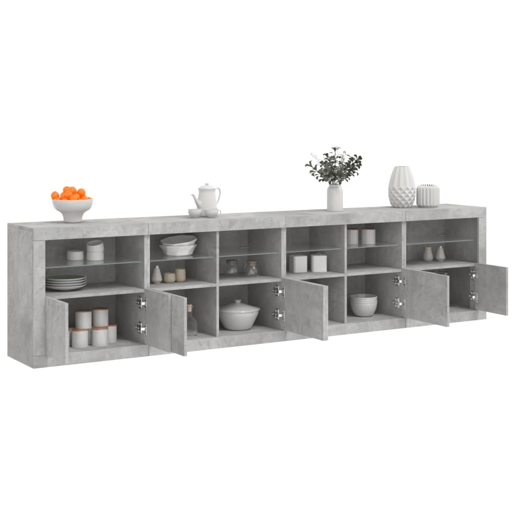 Sideboard mit LED Betongrau 283 cm