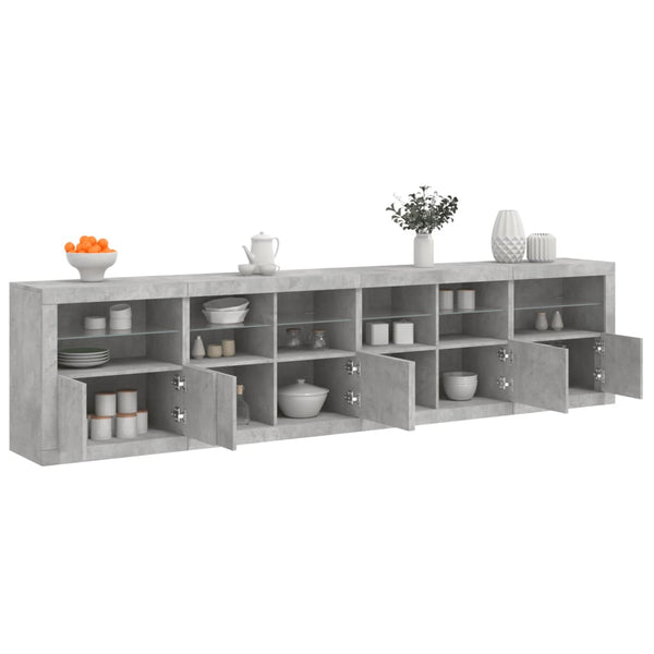 Sideboard mit LED Betongrau 283 cm