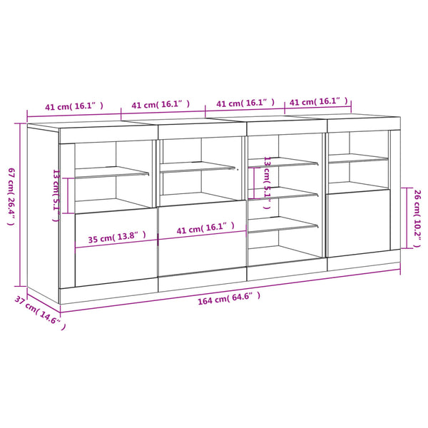 Sideboard mit LED Weiß 164x37x67 cm