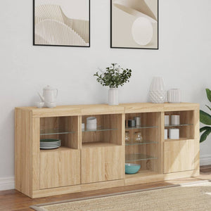 vidaXL Sideboard with LED Lights Sonoma Oak 164x37x67 cm