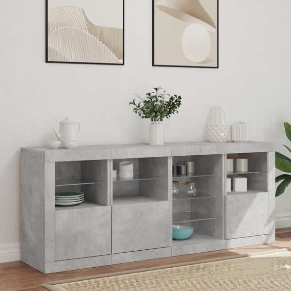 Sideboard mit LED Betongrau 164 cm