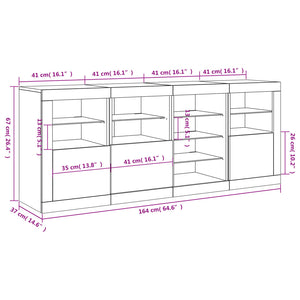 Sideboard mit LED Betongrau 164 cm