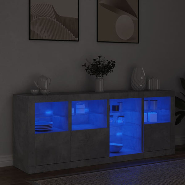 Sideboard mit LED Betongrau 164 cm