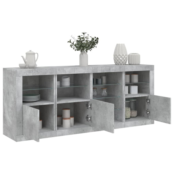 Sideboard mit LED Betongrau 164 cm